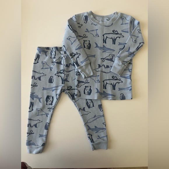 Carter's Other - Carter's 18 Month Light Blue Thermal Animal Print Pajama Set